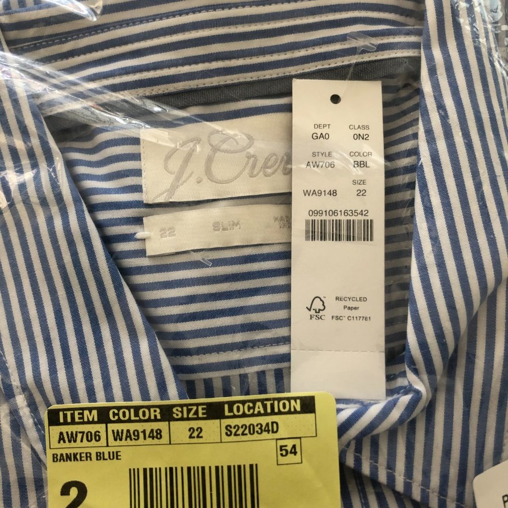 💙 NEW J. Crew Blue Striped Puff-Sleeve Shirt 22 - Picture 7 of 8